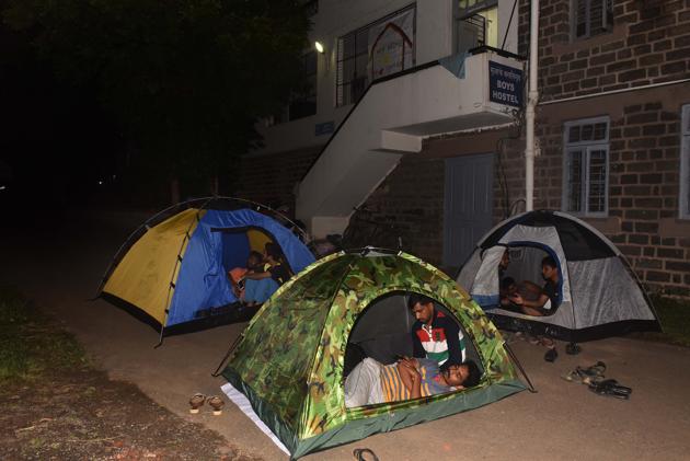 On August 12, Karve Institute students spent the night in tents outside their hostel. (HT File Photo) On August 12, Karve Institute students spent the night in tents outside their hostel. (HT File Photo)