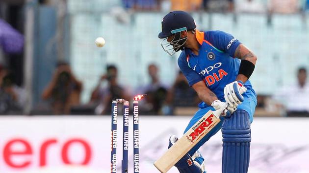 Virat Kohli looked good for a 31st century but he was bowled by Nathan Coulter-Nile for 92. (BCCI) 