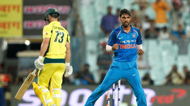 Bhuvneshwar Kumar struck early as he removed Hilton Cartwright cheaply. (BCCI) Bhuvneshwar Kumar struck early as he removed Hilton Cartwright cheaply. (BCCI)
