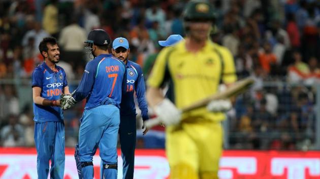 Yuzvendra Chahal took the big wicket of Travis Head as India came right back in the contest. (BCCI) Yuzvendra Chahal took the big wicket of Travis Head as India came right back in the contest. (BCCI)