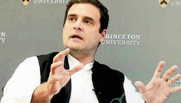 Congress vice president Rahul Gandhi interacts with the students at the Princeton University in New Jersey on Wednesday. Photo / Twitter@OfficeOfRG(PTI)
