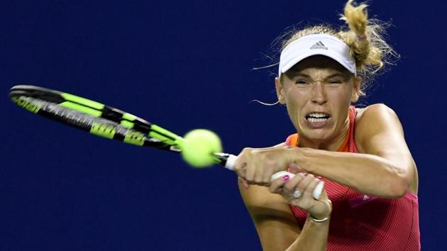 Caroline Wozniacki of Denmark hits a return against Shelby Rogers of the US during the Pan Pacific Open tennis tournament. (AFP) Caroline Wozniacki of Denmark hits a return against Shelby Rogers of the US during the Pan Pacific Open tennis tournament. (AFP)