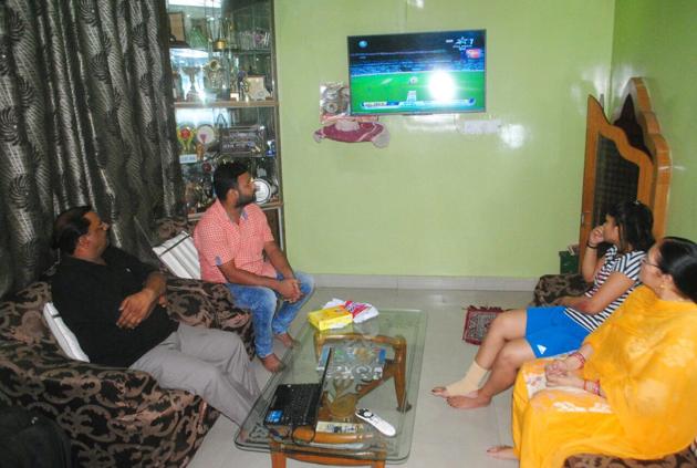 Kuldeep’s father Ram Singh Yadav (in black) says his son’s achievement is a ‘matter of pride.’ (Manoj Yadav/HT Photo) 