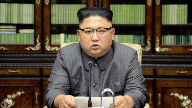 North Korea's leader Kim Jong Un makes a statement regarding US President Donald Trump's speech at the UN general assembly, in this undated photo released by North Korea's Korean Central News Agency (KCNA) in Pyongyang September 22.(Reuters Photo)