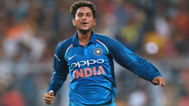 India’s Kuldeep Yadav celebrates after completing his hat-trick against Australia in the 2nd ODI in Kolkata. (AFP) India’s Kuldeep Yadav celebrates after completing his hat-trick against Australia in the 2nd ODI in Kolkata. (AFP)