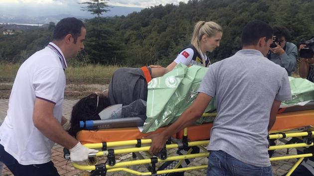 Turkish medics carry a survivor from a capsized ship to a hospital in Kocaeli, Turkey, Friday, Sept. 22, 2017. (AP) Turkish medics carry a survivor from a capsized ship to a hospital in Kocaeli, Turkey, Friday, Sept. 22, 2017. (AP)