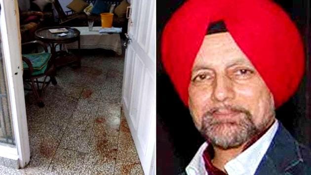 KJ Singh’s (right) murder came to light around 1pm when a visitor went inside the house after getting no response at the gate.(HT Photos)