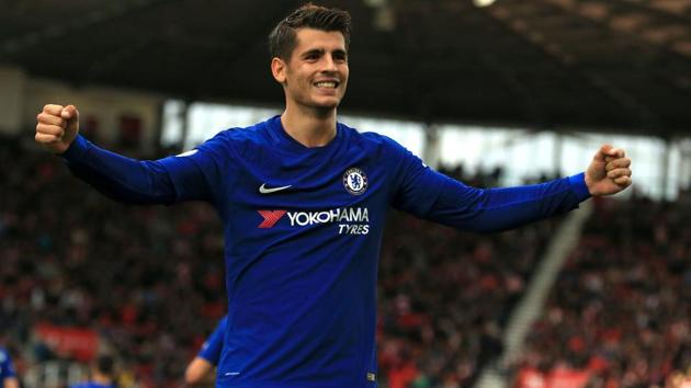 Chelsea's Spanish striker Alvaro Morata celebrates scoring their third goal during the English Premier League football match between Stoke City and Chelsea at the Bet365 Stadium in Stoke-on-Trent, central England on September 23, 2017. Chelsea would go on to win the game 4-0. (AFP) Chelsea's Spanish striker Alvaro Morata celebrates scoring their third goal during the English Premier League football match between Stoke City and Chelsea at the Bet365 Stadium in Stoke-on-Trent, central England on September 23, 2017. Chelsea would go on to win the game 4-0. (AFP)