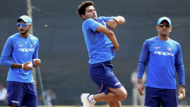 Kuldeep Yadav took a hat-trick in the second ODI in Kolkata. (PTI) Kuldeep Yadav took a hat-trick in the second ODI in Kolkata. (PTI)