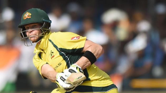 Steve Smith in action during the 3rd One Day International between India and Australia at the Holkar Stadium in Indore.(AFP)