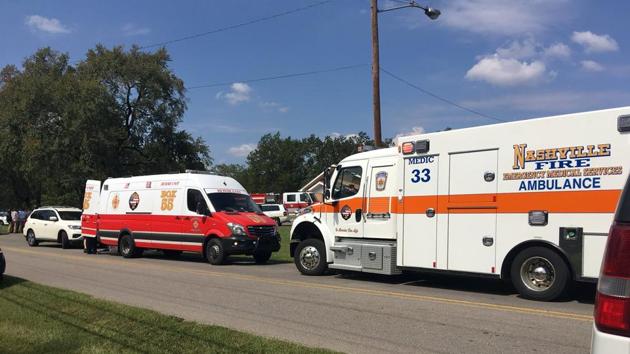 The scene where people were injured when gunfire erupted at the Burnette Chapel Church of Christ, in Nashville, Tennessee, US. (Reuters Photo) The scene where people were injured when gunfire erupted at the Burnette Chapel Church of Christ, in Nashville, Tennessee, US. (Reuters Photo)