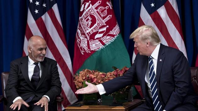Afghanistan's President Ashraf Ghani and US President Donald Trump shake hands before a meeting at the Palace Hotel during the 72nd United Nations General Assembly September 21, 2017 in New York City. (Brendan Smialowski / AFP) Afghanistan's President Ashraf Ghani and US President Donald Trump shake hands before a meeting at the Palace Hotel during the 72nd United Nations General Assembly September 21, 2017 in New York City. (Brendan Smialowski / AFP)
