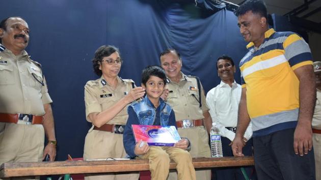 Om Kharat, the seven-year-old child who was kidnapped three days ago, was found safe on Monday evening.(HT PHOTO)