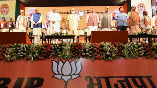 The Bharatiya Janata Party national executive meeting in New Delhi on Monday. (Twitter) The Bharatiya Janata Party national executive meeting in New Delhi on Monday. (Twitter)