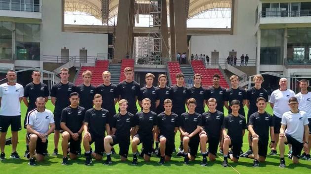 The New Zealand U-17 football team at the DY Patil Stadium in Navi Mumbai, the venue for the FIFA U-17 World Cup preliminary group matches. (HT Photo) The New Zealand U-17 football team at the DY Patil Stadium in Navi Mumbai, the venue for the FIFA U-17 World Cup preliminary group matches. (HT Photo)