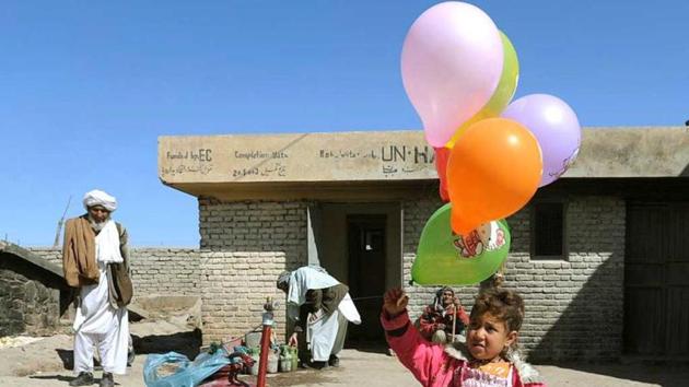 An Afghan girl holds balloons during celebrations of Nowruz, the Afghan new year in Herat. Afghanistan is a resource-rich country populated by driven and talented people. Its citizens have had to innovate to resolve problems through decades of conflict and meet the needs of their communities.(AFP)