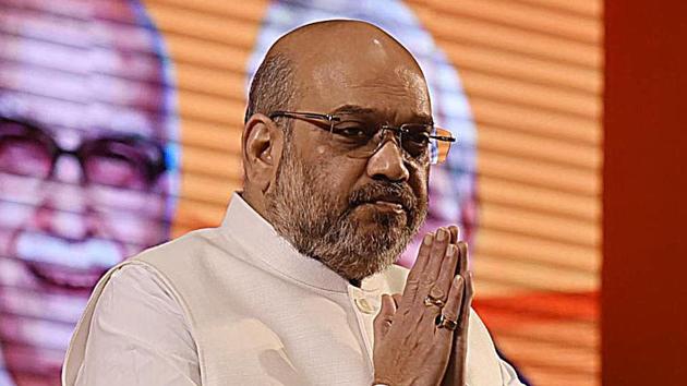 BJP party president Amit Shah during the party’s national executive meeting at Talkatora Stadium in New Delhi on Monday. (Raj K Raj/HT Photo) BJP party president Amit Shah during the party’s national executive meeting at Talkatora Stadium in New Delhi on Monday. (Raj K Raj/HT Photo)