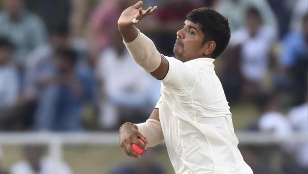 Karn Sharma took eight wickets for India A in the first unofficial Test against New Zealand A in Vijayawada. (HT Photo) Karn Sharma took eight wickets for India A in the first unofficial Test against New Zealand A in Vijayawada. (HT Photo)
