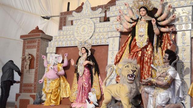 Durga Puja is one of the most important festivals of ‘Shakti worship’, wherein the female goddess is worshipped in all her prominent forms. (Ravindra Joshi/HT PHOTO) Durga Puja is one of the most important festivals of ‘Shakti worship’, wherein the female goddess is worshipped in all her prominent forms. (Ravindra Joshi/HT PHOTO)