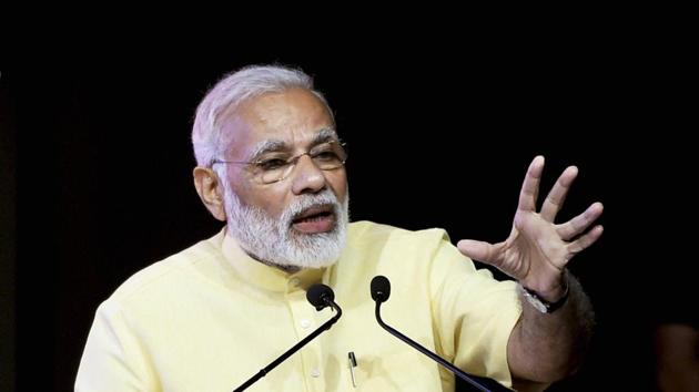 Prime Minister Narendra Modi speaks at the launch of Sahaj Bijli Har Ghar Yojana in New Delhi on Monday. (PTI) Prime Minister Narendra Modi speaks at the launch of Sahaj Bijli Har Ghar Yojana in New Delhi on Monday. (PTI)