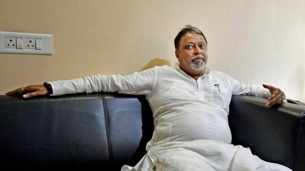 Trinamool Rajya Sabha MP Mukul Roy after announcing his resignation from the party on Monday.(PTI Photo)