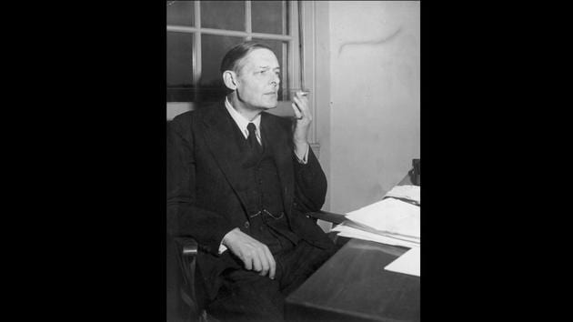 Writer T.S. Eliot (1888 - 1965) takes a reflective puff at a cigarette before starting work, November 17, 1948. (Keystone Features / Getty Images) Writer T.S. Eliot (1888 - 1965) takes a reflective puff at a cigarette before starting work, November 17, 1948. (Keystone Features / Getty Images)