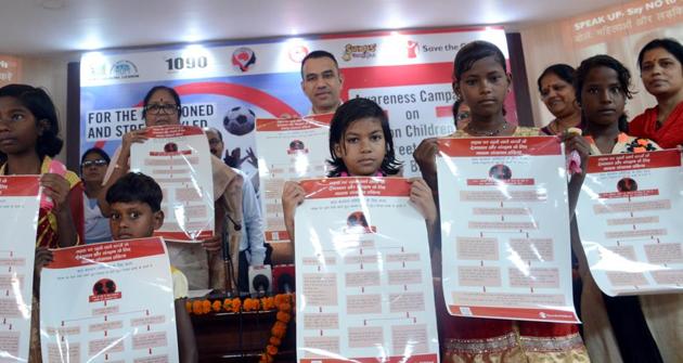 G Shree Devi, member secretary, UP State Legal Service and Navniet Sekera, IG (1090 women powerline), during the launch of the campaign against gender-based violence.(HT Photo)