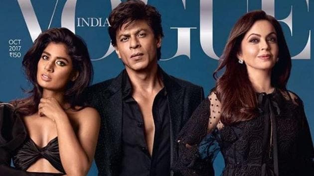 Mithali Raj, Shah Rukh Khan and Nita Ambani on the cover of Vogue’s 10th anniversary edition.