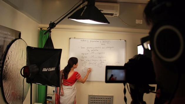 A video for a flipped classroom session being recorded at RN Podar School.