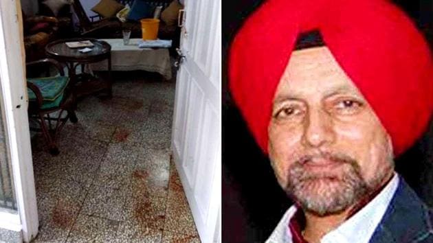 KJ Singh’s (right) murder came to light around 1pm when a visitor went inside the house after getting no response at the gate.(HT Photos)