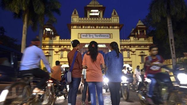Banaras Hindu University (BHU) students have been protesting against sexual assault by motorcycle-borne assailants.(Raj K Raj/HT Photo)