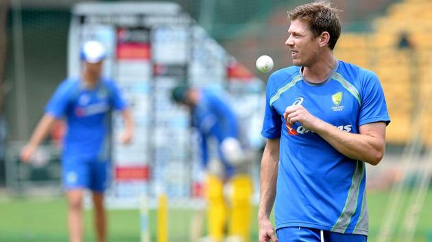 James Faulkner bowls during a practice session ahead of the fourth ODI at the M. Chinnaswamy Stadium in Bangalore. (AFP) James Faulkner bowls during a practice session ahead of the fourth ODI at the M. Chinnaswamy Stadium in Bangalore. (AFP)