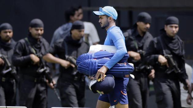 Indian cricketer Manish Pandey arrives for a practice session. (AP) Indian cricketer Manish Pandey arrives for a practice session. (AP)