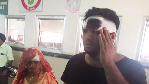 Sohit Boken and his mother, Mukesh Devi, received injuries to their head and were treated at the Civil Hospital. Sohit Boken and his mother, Mukesh Devi, received injuries to their head and were treated at the Civil Hospital.