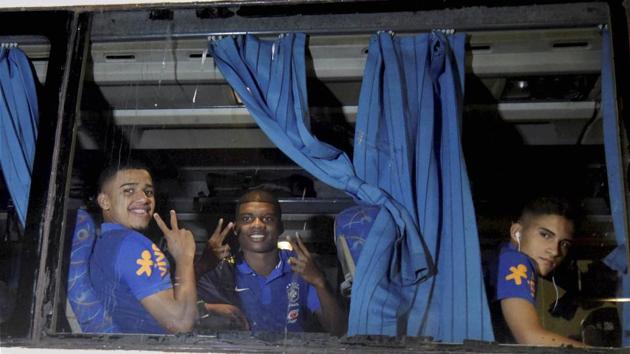 Brazil football team in Mumbai for the FIFA U-17 World Cup. (PTI) Brazil football team in Mumbai for the FIFA U-17 World Cup. (PTI)