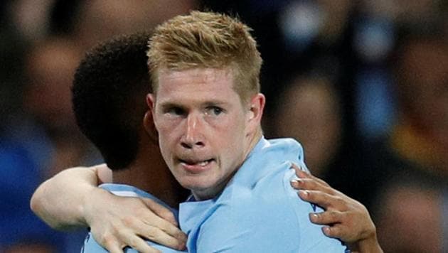 Kevin De Bruyne’s (R) scored in the 48th minute as Manchester City beat Shakhtar Donetsk 2-0 in their Champions League Group F game. (REUTERS) Kevin De Bruyne’s (R) scored in the 48th minute as Manchester City beat Shakhtar Donetsk 2-0 in their Champions League Group F game. (REUTERS)