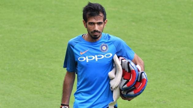 Yuzvendra Chahal returns after batting in the nets during a practice session held ahead of the fourth ODI at the M. Chinnaswamy Stadium in Bangalore.  (AFP) 