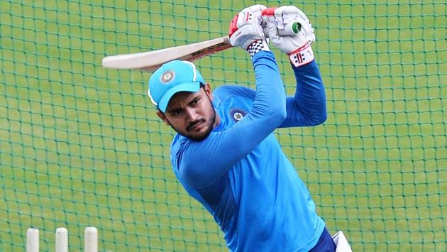 Manish Pandey bats during a practice session ahead of the fourth ODI at the M. Chinnaswamy Stadium in Bangalore.  (AFP) 
