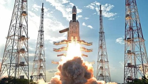 Isro's heaviest rocket GSLV Mk 3 takes off from Satish Dhawan Space Centre in Sriharikota . Chandrayaan 2 will be launched on GSLV Mk 2.(PTI fiIe photo)