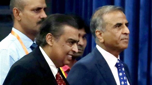 Reliance Industries chairman Mukesh Ambani and Bharti Enterprises chairman Sunil Bharti Mittal arrives for inauguration of the “India Mobile Congress 2017”, in New Delhi on Wednesday. (PTI Photo) Reliance Industries chairman Mukesh Ambani and Bharti Enterprises chairman Sunil Bharti Mittal arrives for inauguration of the “India Mobile Congress 2017”, in New Delhi on Wednesday. (PTI Photo)