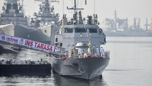 Incidentally, this is the second ship to be christened INS Tarasa -- the first INS Tarasa which served the Indian Navy from 1999 to 2014 was gifted to the Seychelles Coast Guard. (Kunal Patil / HT Photo)