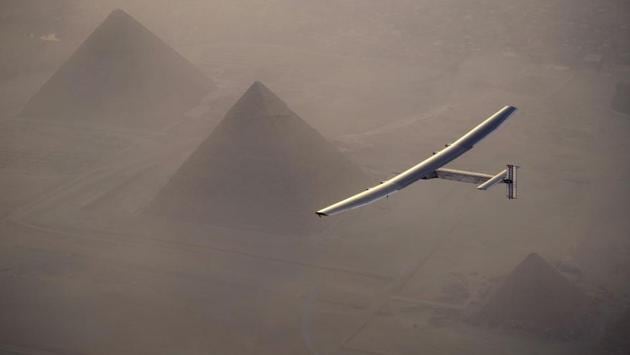 Egypt’s pyramids need no introduction. In this handout image supplied by Jean Revillard, Solar Impulse 2- the solar powered plane piloted by Swiss pioneer Andre Borschberg, is seen during the fly over the pyramids prior to landing in Cairo on 13 July, 2016 in Giza, Eygpt. (Jean Revillard / Solar Impulse2 via Getty Images) Egypt’s pyramids need no introduction. In this handout image supplied by Jean Revillard, Solar Impulse 2- the solar powered plane piloted by Swiss pioneer Andre Borschberg, is seen during the fly over the pyramids prior to landing in Cairo on 13 July, 2016 in Giza, Eygpt. (Jean Revillard / Solar Impulse2 via Getty Images)