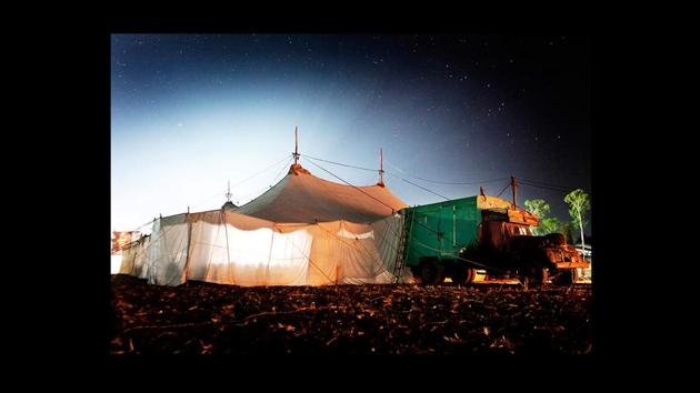 ‘Untitled’ by Amit Madheshiya. Back in the day, massive tents were hitched to the back of gigantic trucks and films were screened using hand-cranked projectors. Madheshiya’s project is homage to this charming, but dying tradition. (Photograph courtesy Amit Madheshiya / GALLERYSKE & PHOTOINK) ‘Untitled’ by Amit Madheshiya. Back in the day, massive tents were hitched to the back of gigantic trucks and films were screened using hand-cranked projectors. Madheshiya’s project is homage to this charming, but dying tradition. (Photograph courtesy Amit Madheshiya / GALLERYSKE & PHOTOINK)