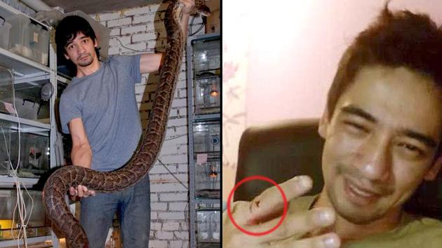 A Russian snake expert filmed himself dying and broadcast it live after he allegedly let his pet black mamba bite his hand.