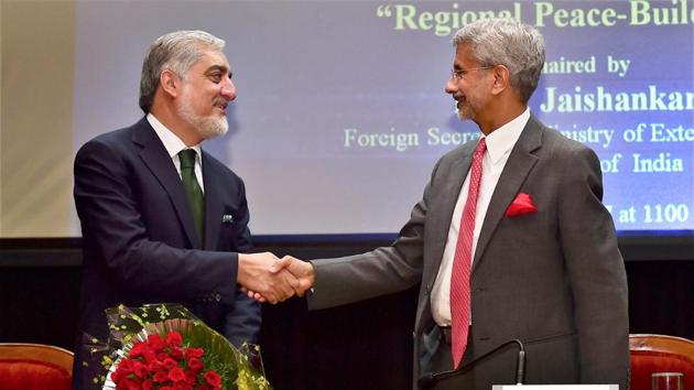 Afghanistan's chief executive Abdullah Abdullah shakes hands with foreign secretary S Jaishankar during the 24th Sapru House Lecture at Indian Council for World Affairs, in New Delhi on Friday. (PTI) Afghanistan's chief executive Abdullah Abdullah shakes hands with foreign secretary S Jaishankar during the 24th Sapru House Lecture at Indian Council for World Affairs, in New Delhi on Friday. (PTI)