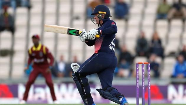 England cricket team's Jason Roy in action during the 5th ODI vs West Indies cricket team. See full cricket score and highlights of England vs West Indies 5th ODI here.(Action Images via Reuters)