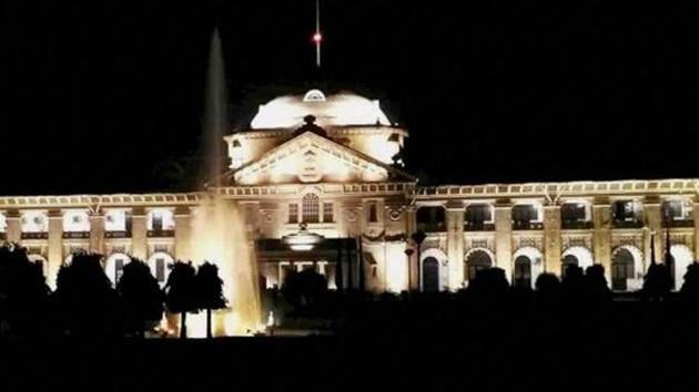 A view of the main building of the Allahabad High Court illuminated with LED lighting.(PTI File Photo)