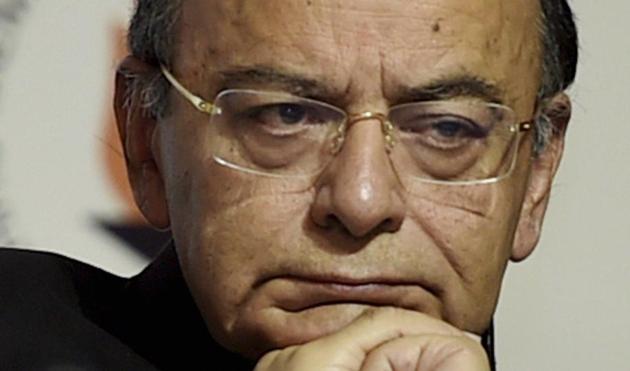 Finance Minister Arun Jaitley at the release of the book ‘India @ 70 Modi @ 3.5’ in New Delhi on Thursday.(PTI)