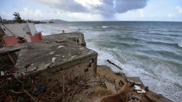 A beach house damaged by Hurricane Maria in Yabucoa, in the eastern part of storm-battered Puerto Rico on September 28.(AFP Photo)