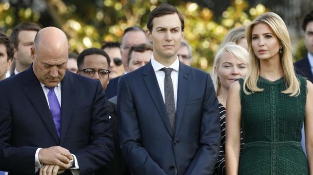 White House senior adviser Ivanka Trump, husband and fellow senior adviser Jared Kushner (C), and White House Chief Economic Adviser Gary Cohn at the White House in Washington, US, September 11, 2017. (REUTERS) White House senior adviser Ivanka Trump, husband and fellow senior adviser Jared Kushner (C), and White House Chief Economic Adviser Gary Cohn at the White House in Washington, US, September 11, 2017. (REUTERS)